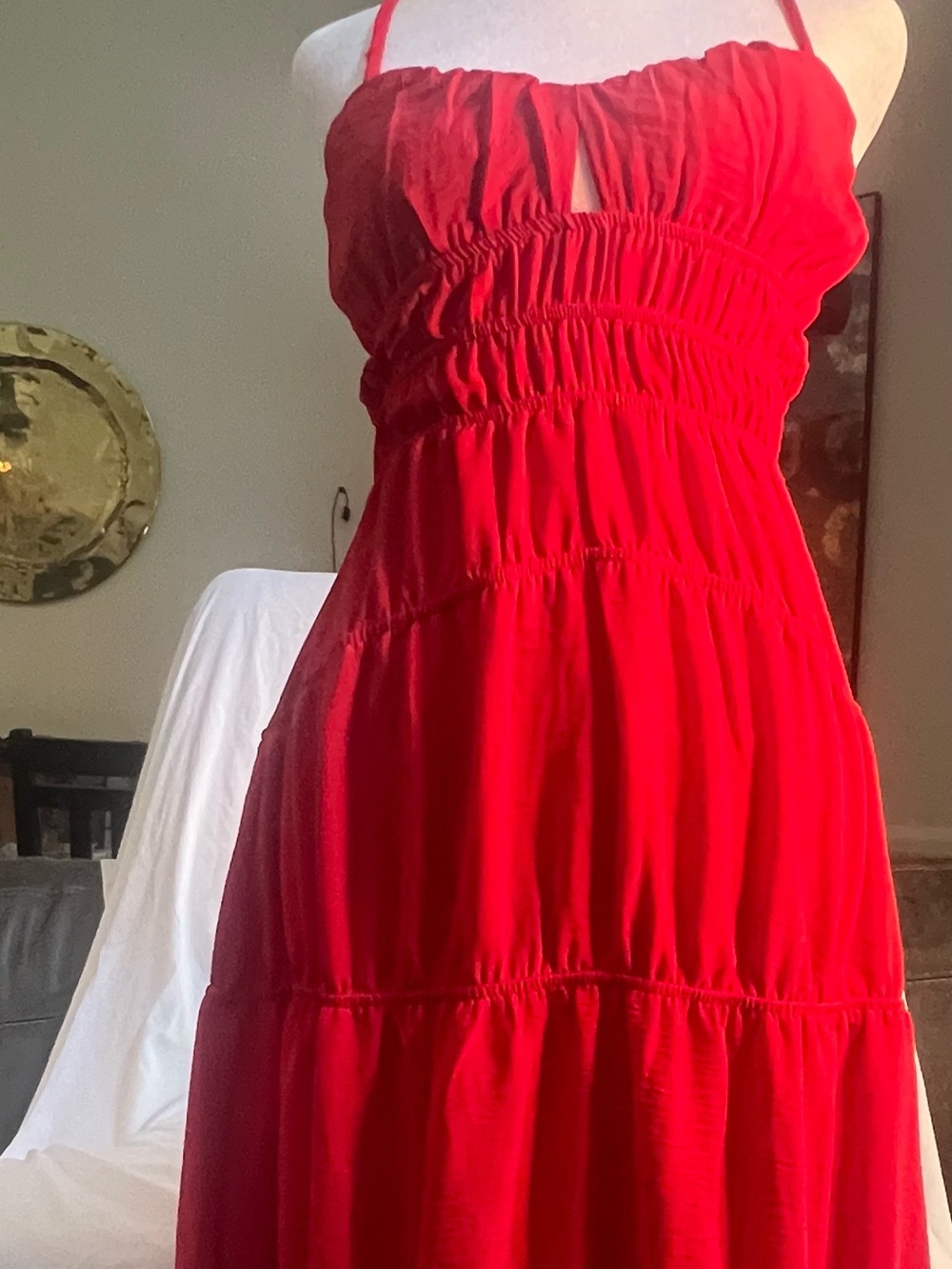 Monteau Los Angeles Red Y2K Handkerchief Maxi Dress S